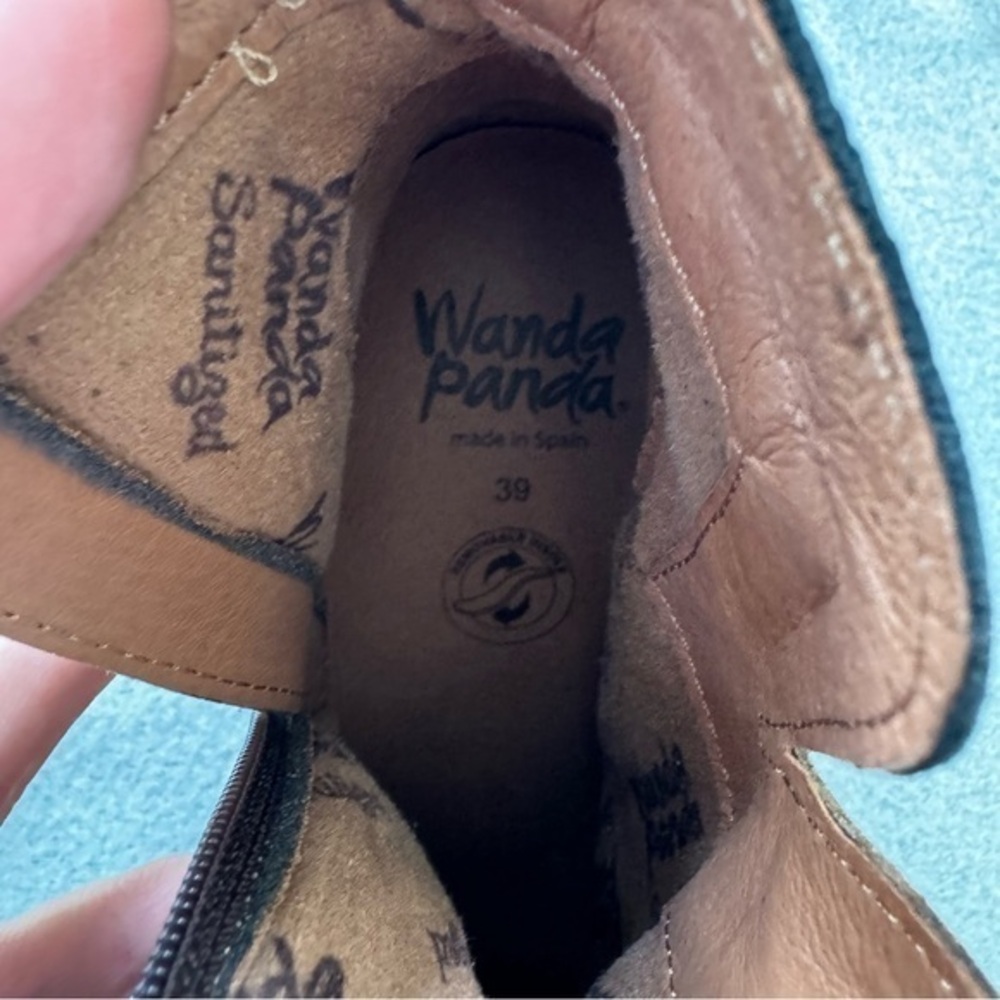 WANDA‎ PANDA EDITA lug sole side zip leather metallic  bootie Made in Spain - Picture 7 of 13